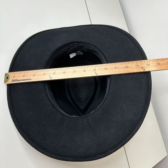 NWOT Sturdy Black Teardrop Round Wide Brim Wool Fedora Unisex - Picture 11 of 15